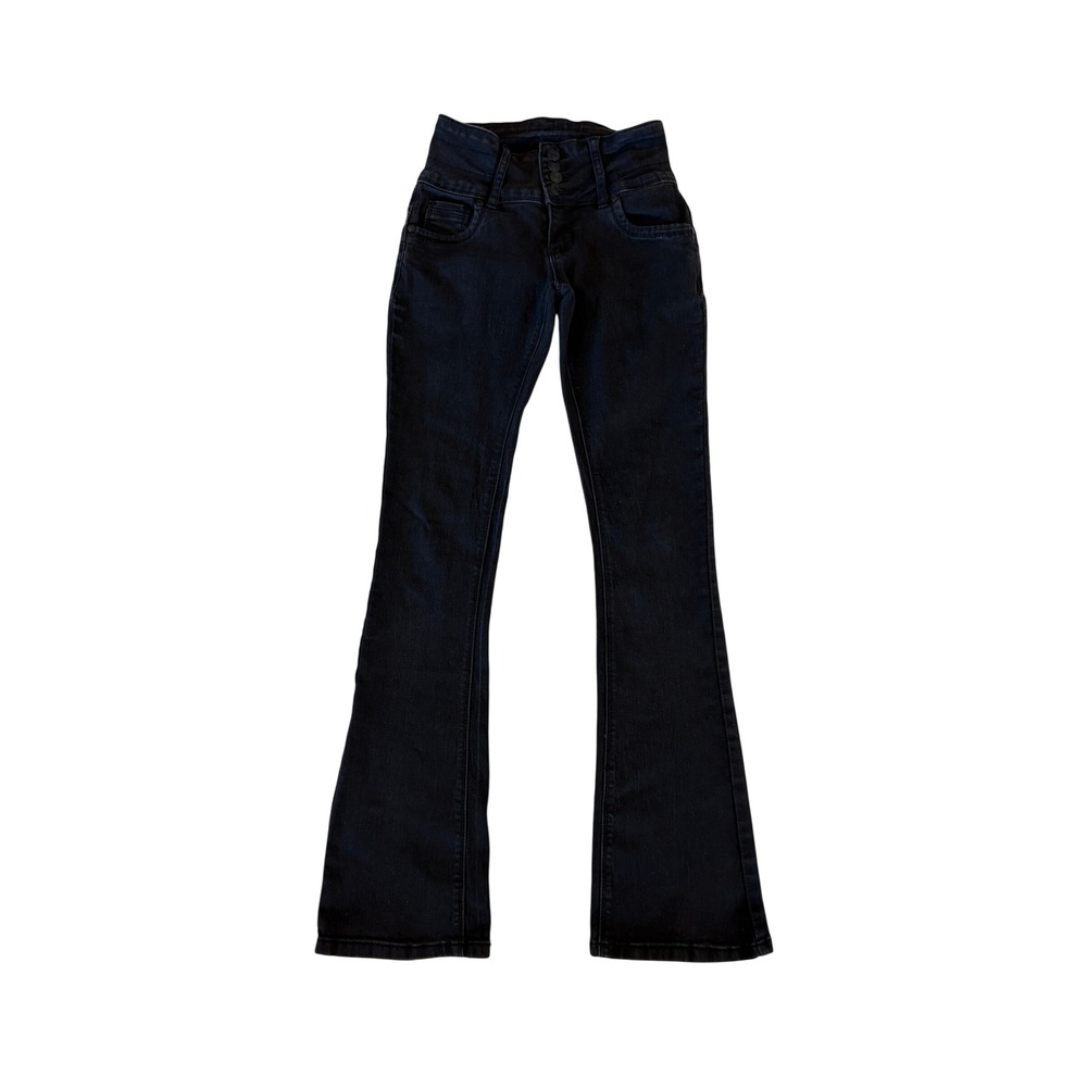 Bamboo Jeans Black Flare Jeans‎ Size 1 High Rise Stretch Bell Bottom Y2K Indie